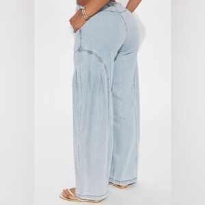 Fashion Nova 	 	
For Shore Loose Flowy Denim Wide Leg Jeans - Light Wash
